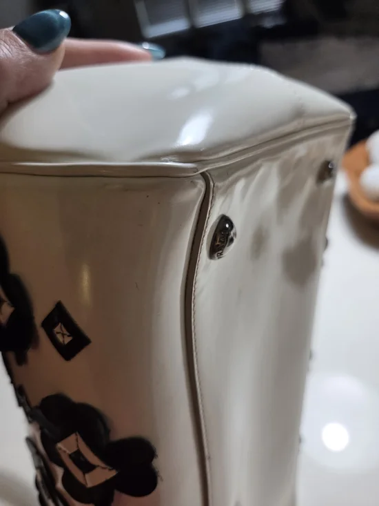 Prada White Doctor Bag with Black Floral Appliqués - Fall 2012 - Picture 10 of 16